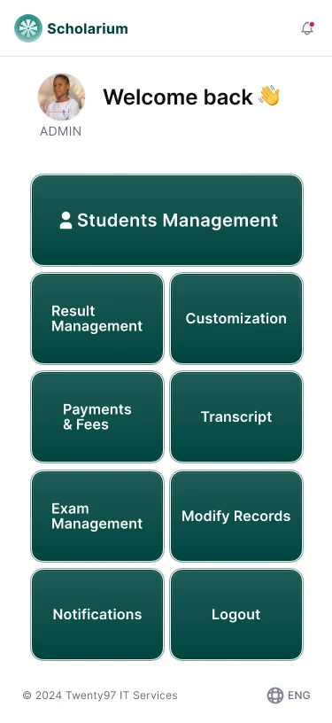 Scholarium student portal on a mobile screen